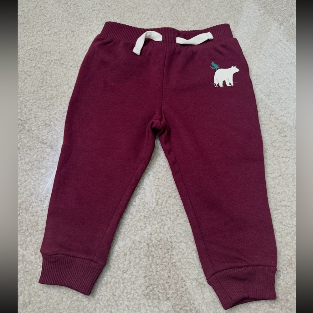 THE CHILDRENS PLACE BURGUNDY SWEAT PANTS JOGGERS INFANT TODDLER 18-24 NWT